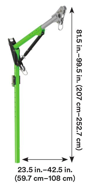 One-piece Davit Arm - Adjustable Offset Davit Mast - Telescoping arm reach of 23.5 in. to 42.5 in. - Adjustable vertical height of 81.5 in. to 91.5 in. - For confined space rescue, descent and retrieval - 3M DBI-SALA 8518386 image 0