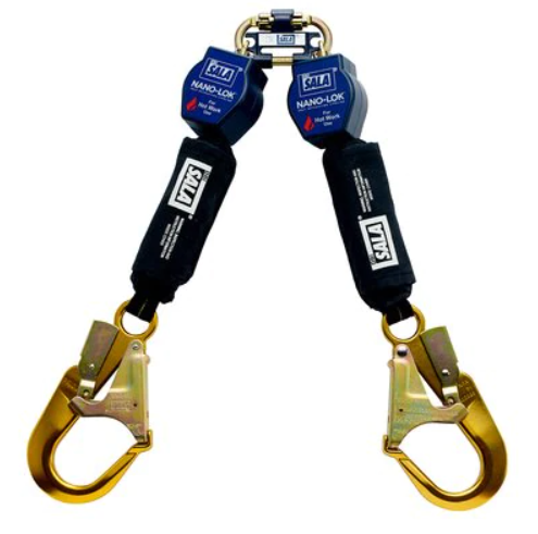 3101504 - 3M DBI-SALA Nano-Lok Twin-Leg Quick Connect Self Retracting Lifeline for Hot Work Use, with Rebar Hooks image 0