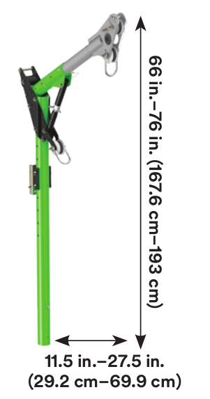 One-piece Davit Arm - Adjustable Offset Davit Mast - Telescoping arm reach of 11-1/2 in. to 27-1/2 in. - Adjustable vertical height of 66 in. to 76 in. - For confined space rescue, descent and retrieval - 3M DBI-SALA 8518382 image 0
