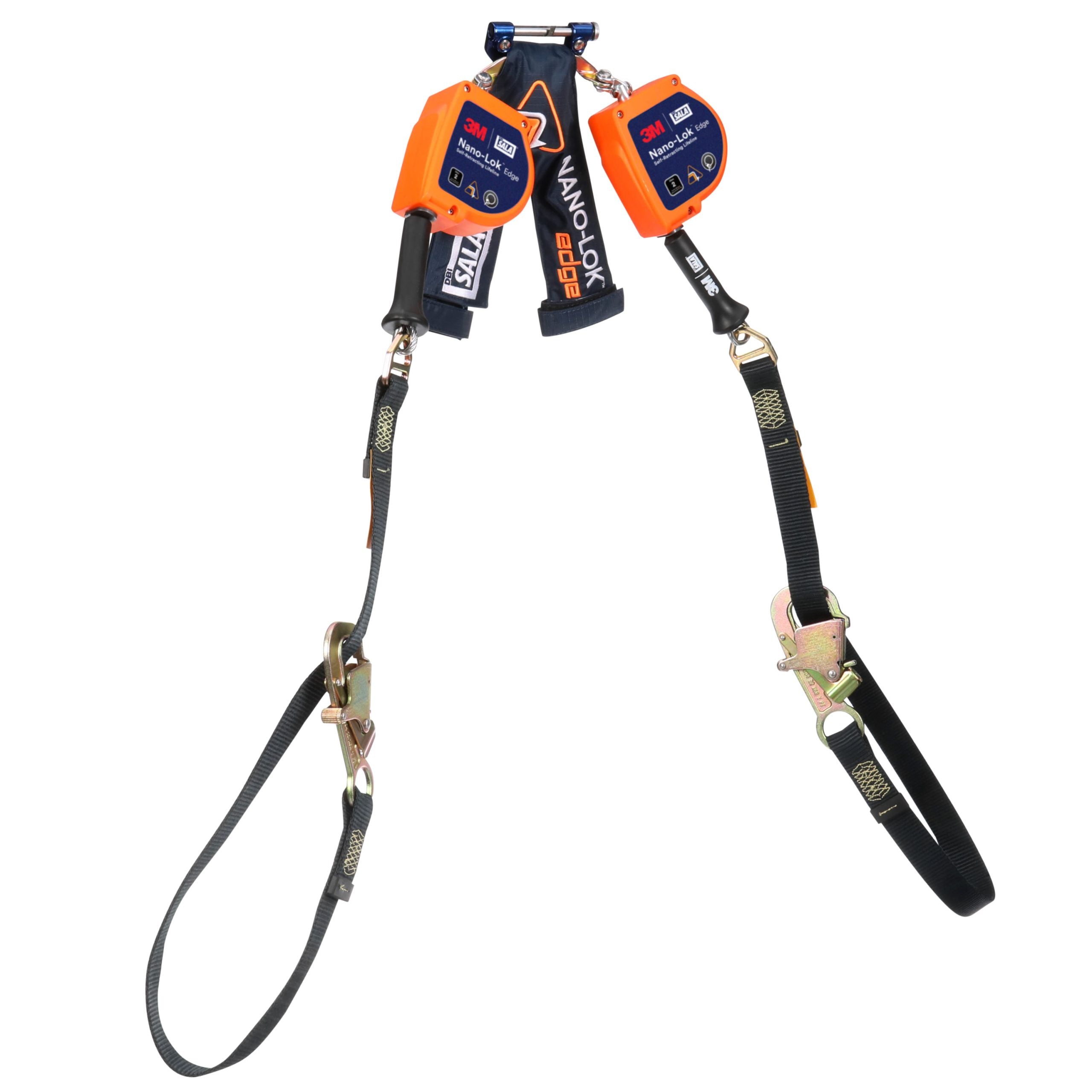 3500287 - Nano-Lok edge (SRL) Self Retracting Lifeline - 9 ft. (2.7 m) - Galvanized Steel lifeline w/ tie back hooks - Twin leg - For horizontal use / leading edge - Single-pin Connector image 0