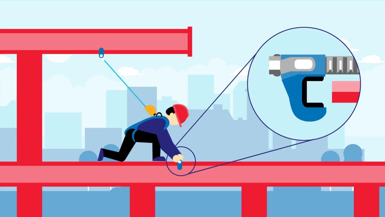 Sliding Beam Anchor - Hands-free mobility -  Dual ratcheting adjustment buttons - Hidden locking mechanism - 360-degree gliding steel D-ring - 2104710 2104715 image 4