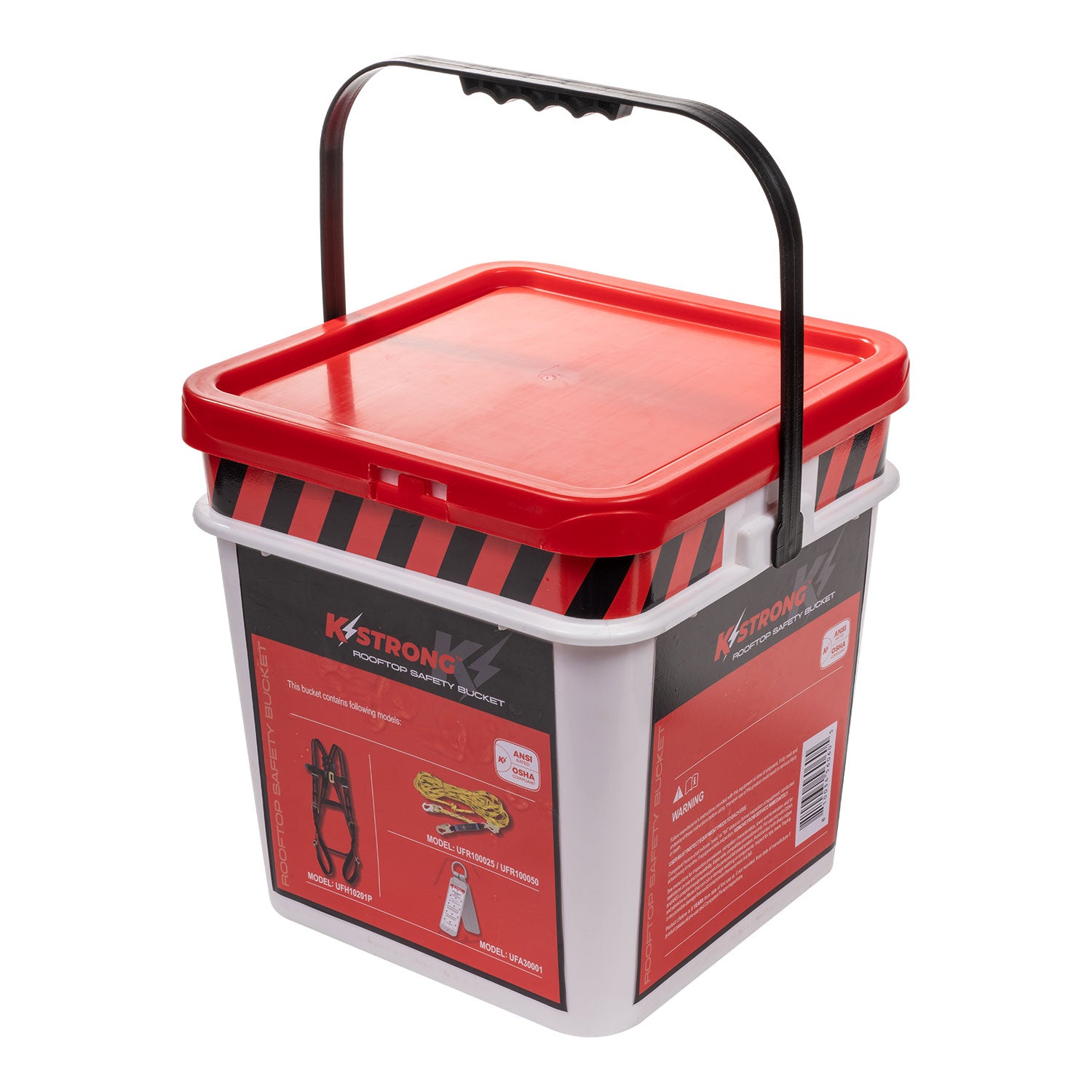 50 ft. Roofers Kit - Harness, rope, rope grab assembly, reusable roof anchor bucket and lid - KStrong UFB101050 image 5