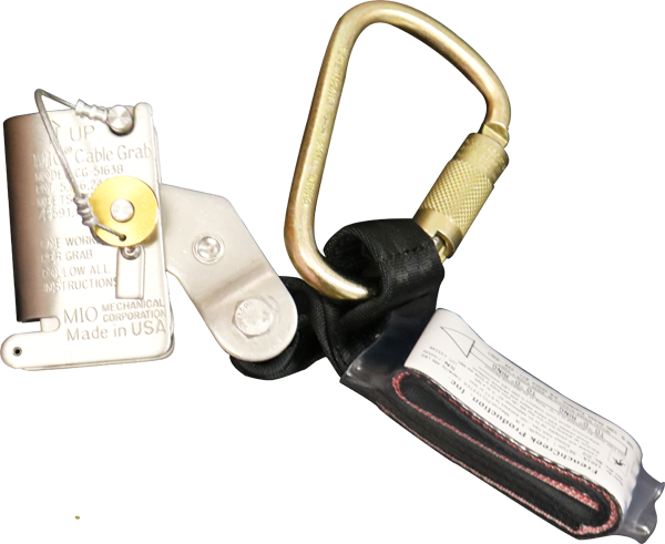 1401A-38 Cable Grab, Stainless Steel Cable Grab with Shock Absorber and Carbiner - FrenchCreek Fall Safety image 0
