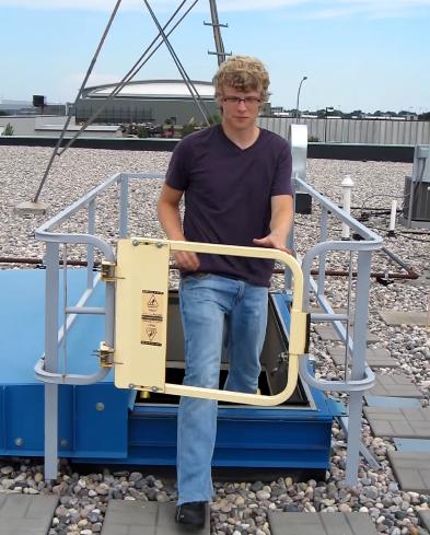 HatchSafe - Roof Hatch Gaurdrail System - Full perimeter railing - Self-closing Safety Gate - Horizontal grab bars - Adjustable side rails - PS DOORS HSF image 1