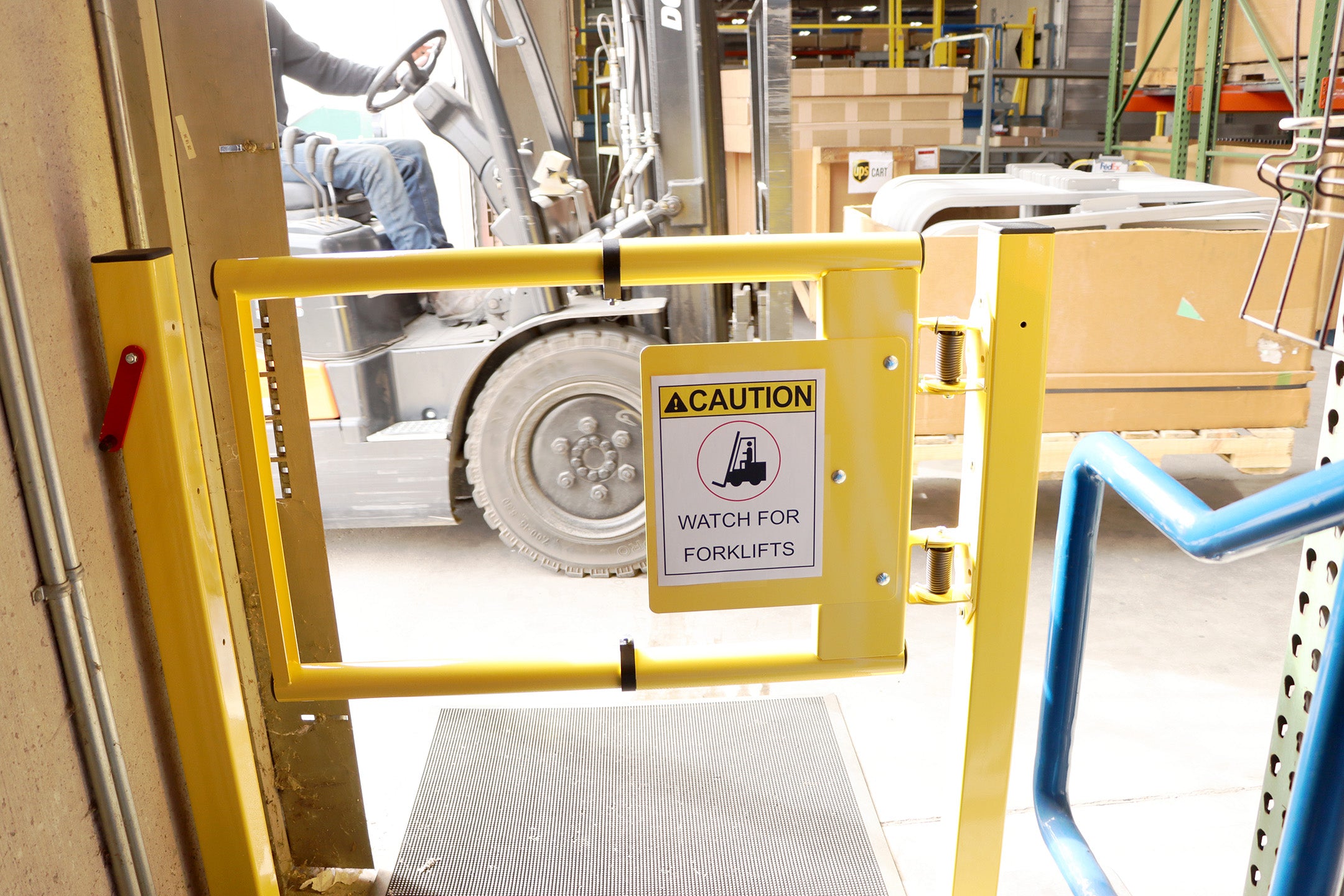 EPAG Personnel Access Gate - Adjustable pedestrian gate that swings both ways - Fits widths 21 to 48 inches - Mild steel and powder coat yellow - Quiet Operation - Not for Fall Protection - PS DOORS EPAG-2148-PCY image 2