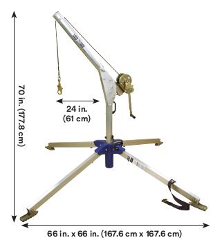 Rescue Davit System - 50 ft. of 1/4 in. synthetic rope Lifeline - Foldable base - 360 degree pivoting arm - Designed for rescue, retrieval and descent - 3M DBI-SALA 8302500 image 0