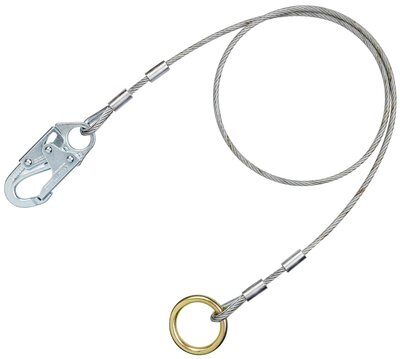 Cable Anchorage Extension - cable anchor extension / drop cable - 7x19 galvanized steel cable with vinyl - Steel snap hook on one end - Steel O-ring on the other - 3M PROTECTA AJ408AG image 0