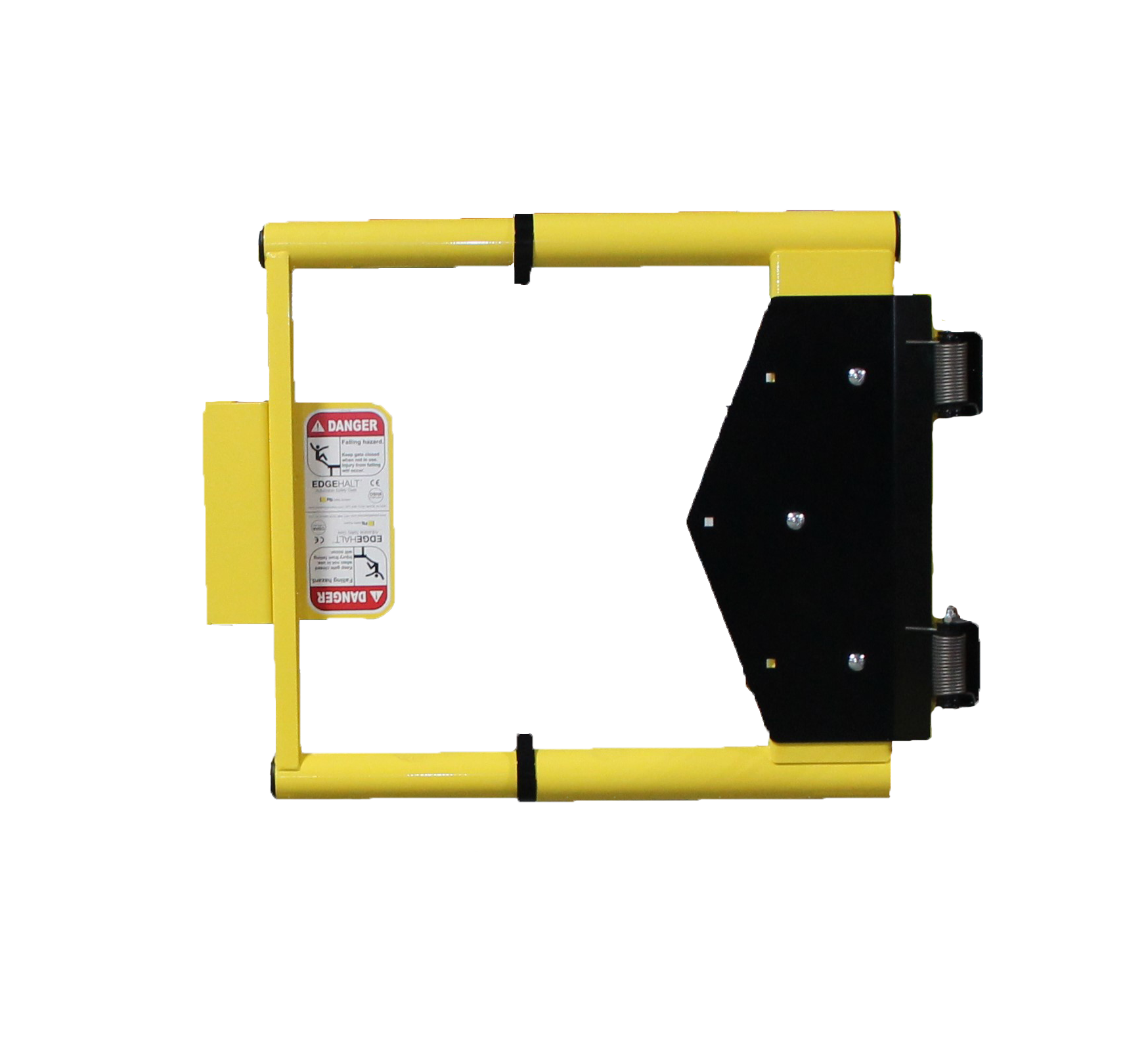 Adjustable Safety Gate - Self-closing fall protection swing gate - Fits openings from 18 in. to 36 in. - Easy installation in minutes - Meets OSHA, CE and ANSI guardrail standards - PS DOORS EdgeHalt ASG-1836 - Powder Coat Yellow image