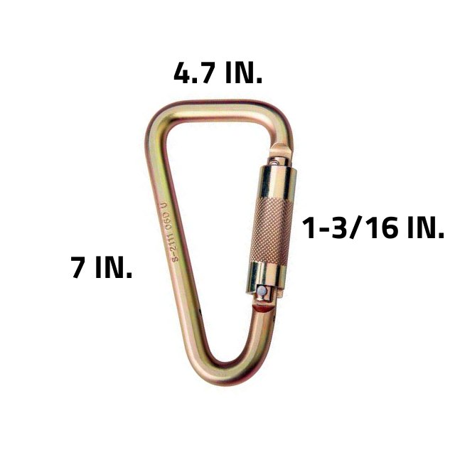 2000113 - Saflok Carabiner, (1-3/16 Inch) 30mm opening, Self-closing / Auto-lock, Steel, DIMS: 7.00x4.00x0.75in image 0