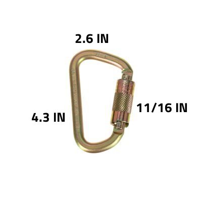 2000112 - Saflok Carabiner, (11/16 Inch) 17.5mm opening, Self-closing / Auto-lock, Steel, DIMS: 4.33" x 2.66" x 0.75" image 0