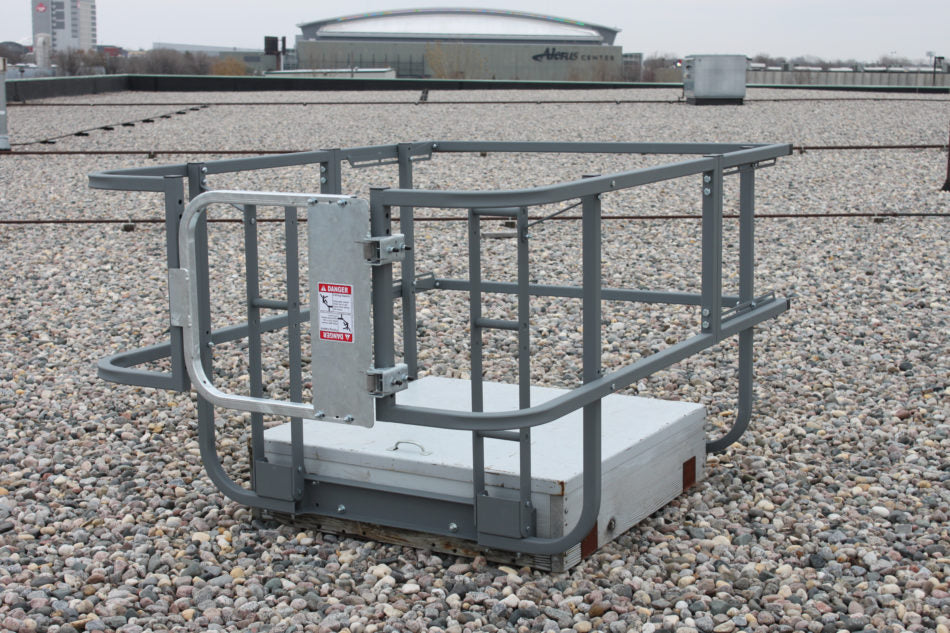 HatchSafe - Roof Hatch Gaurdrail System - Full perimeter railing - Self-closing Safety Gate - Horizontal grab bars - Adjustable side rails - PS DOORS HSF image 3