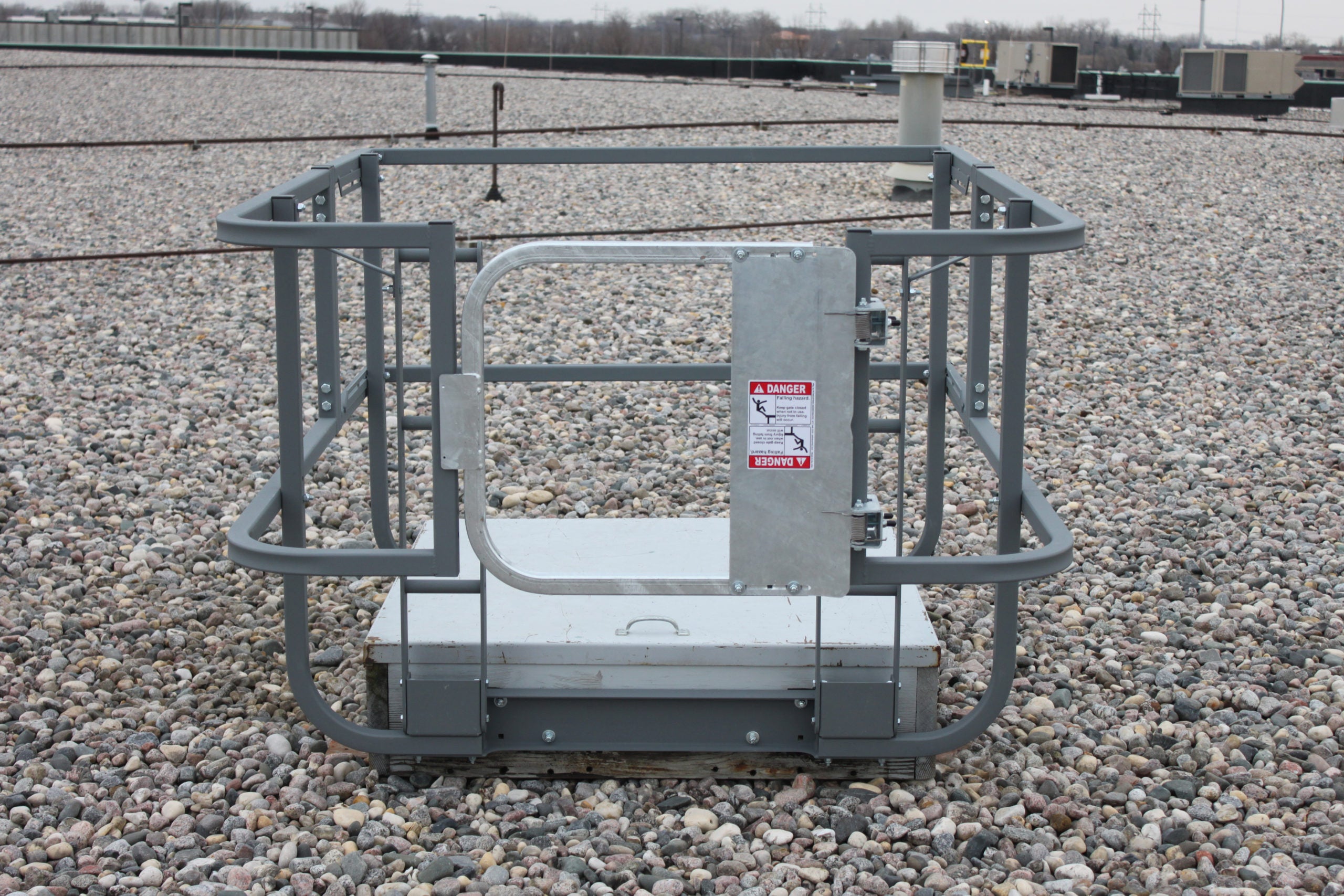 HatchSafe - Roof Hatch Gaurdrail System - Full perimeter railing - Self-closing Safety Gate - Horizontal grab bars - Adjustable side rails - PS DOORS HSF image 5