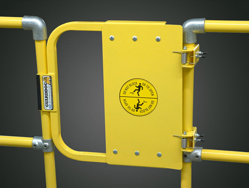 GuardDog Self-closing Safety Gate - Fully assembled - Universal swing direction - OSHA Compliant guardrail - Fits 2 in. round or square - BlueWaterMFG image 0