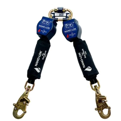 3101500 - 3M DBI-SALA Nano-Lok Twin-Leg Quick Connect Self Retracting Lifeline for Hot Work Use, with Swivel Snap Hook image 0