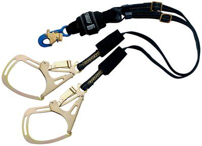 6ft. Arc Flash Lanyard - Snap hook at center - Saflok tower hooks at leg ends - Arc flash rated and fire resistant - Force2 Shock absorbing lanyard - 12ft. free fall and dual capacity rated - 3M DBI-SALA 1246352 image 0