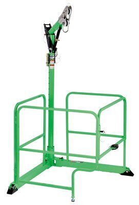 4-in-1 Davit Hoist System w/ Folding Barrier - Winch/SRL Mounting bracket - Telescoping upper mast - Davit hoist w/ guardrail system - 3M DBI-SALA 8530352 image 1