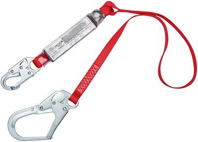 6 ft. Shock Absorbing Lanyard - Rebar hook / snap hook - Single-leg fall protection lanyard - PVC-coated energy absorbing shock pack - Impact indicator - 3M PROTECTA 1340125 image 0