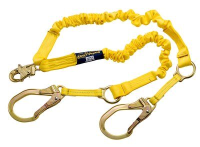 1244750 - ShockWave Lanyard w/ D-rings for SRL & Rescue, 6 ft. Twin Leg - Connections: Snap Hook / Steel rebar hooks image 0