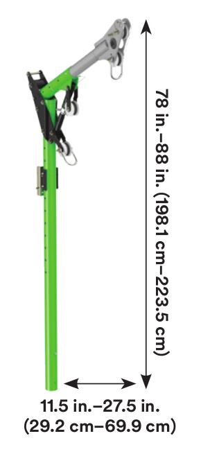 One-piece Davit Arm - Adjustable Offset Davit Mast - Telescoping arm reach of 11-1/2 in. to 27-1/2 in. - Adjustable vertical height of 78 in. to 88 in. - For confined space rescue, descent and retrieval - 3M DBI-SALA 8518383 image 0