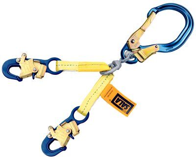 22 in. Web Positioning Lanyard - Aluminum swiveling rebar hook at center - Steel snap hooks at leg ends - Abrasion resistant webbing - High strength corrosion resistant materials - 3M DBI-SALA 1231520 image 0
