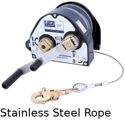 S.S Manual Winch w/ LED Display for Confined Space - ( 60 ft. to 190 ft.) of 3/16" (5mm) stainless steel wire rope - Manual Operation - LED display - Triple-braking system - Quick-mount bracket - 3M DBI-SALA image 0