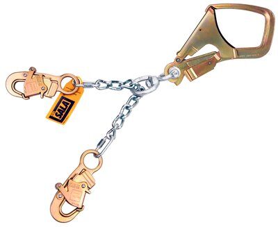 24 in. Chain Positioning Lanyard - Swiveling tower hook at center - Steel snap hooks at leg ends - High strength corrosion resistant materials - 3M PROTECTA 5920059 image 0