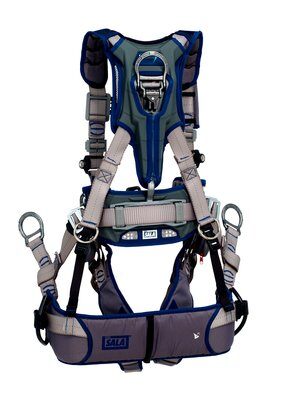 ExoFit STRATA Tower Climbing Harness - Back, front & side d-rings - Removable seat sling - SRL Adapter