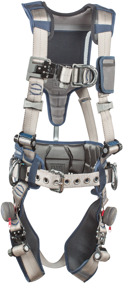 ExoFit STRATA Construction Style Positioning/Climbing Harness - Back, Front, & Side D-rings - Quick-connect Buckles