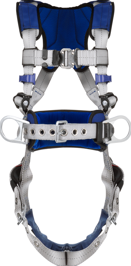 ExoFit Iron Worker's Harness - Back & Side D-rings - Belt w/ Pad - Seat Straps - Tongue-buckle leg straps