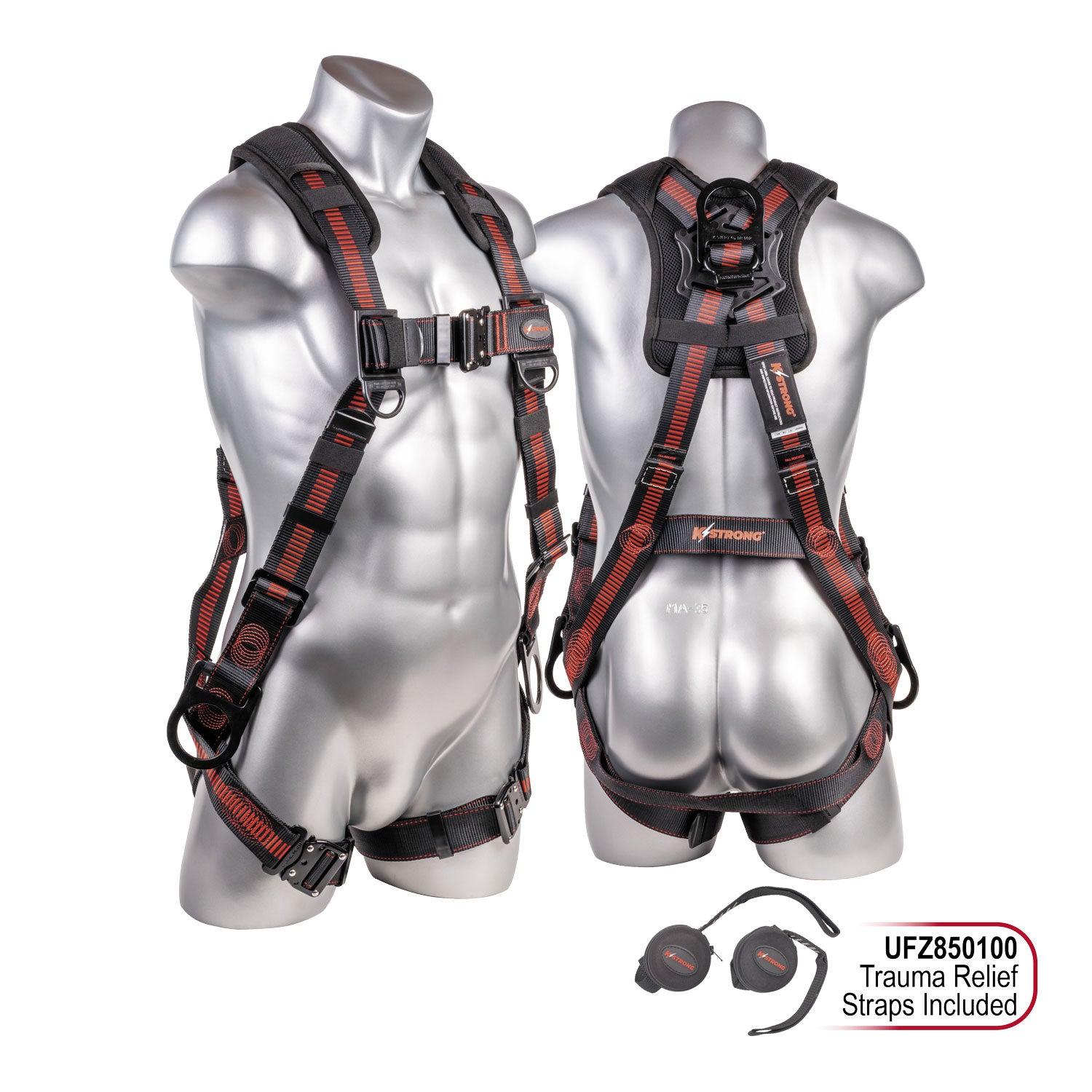 Kapture Elite+ 5-Point FBH, Enhanced Dorsal D-ring Plus, 2 Side D-rings, QC Legs, QC Chest, Back/ Shoulder Pad, All Black Fittings - KStrong UFH15231Q image 0
