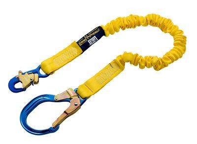 6ft. Shock Absorbing Lanyard - ShockWave 2 single-leg fall protection lanyard - Aluminum snap hook and rebar hook - Stretchy design minimizes trip hazards - 3M DBI-SALA 1244311 image 0