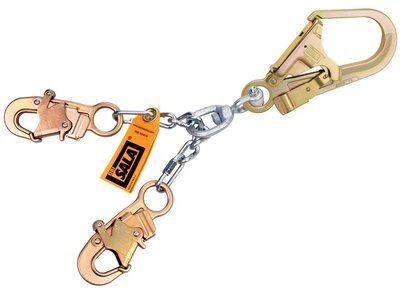 20.5 in. Chain Positioning Lanyard - Swiveling rebar hook at center - Steel snap hooks at leg ends - High strength corrosion resistant materials - 3M PROTECTA 5920050 image 0