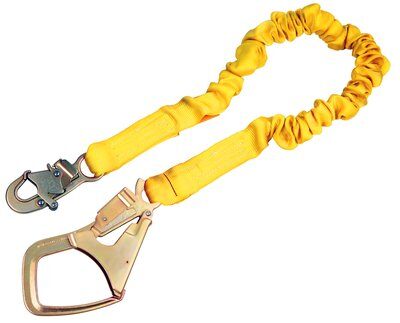 6ft. Shock Absorbing Lanyard - ShockWave single-leg fall protection lanyard - Steel snap hook and rebar hook - Stretchy design minimizes trip hazards - 3M DBI-SALA 1244360 image 0