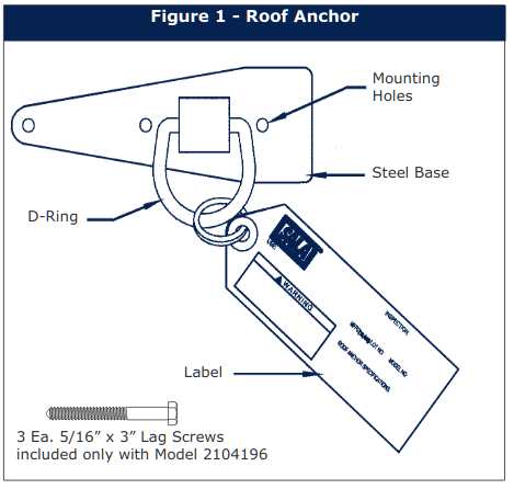 Reusable Compact Roof Anchor - Installs to flat or sloped wooden roofs - Easy installation screw installation - Integrated d-ring for tie-off - 3M DBI-SALA 2103677 image 1