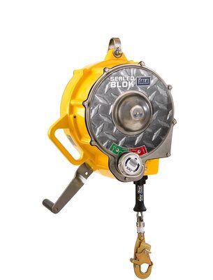 3401002 - Sealed-Blok (SRL) Self Retracting Lifeline - 130 ft. (39m) - Galvanized Steel Lifeline w/ snap hook - RSQ dual-mode: Fall arrest or descent - 4 ft. tie-off adaptor image 0