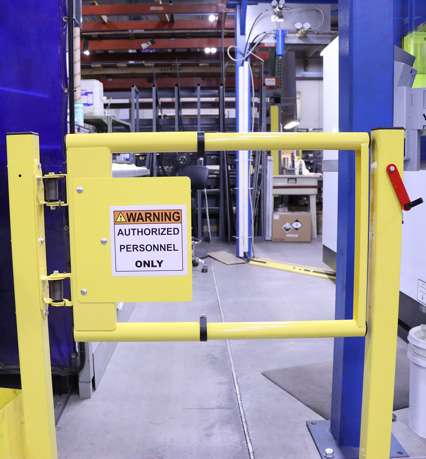EPAG Personnel Access Gate - Adjustable pedestrian gate that swings both ways - Fits widths 21 to 48 inches - Mild steel and powder coat yellow - Quiet Operation - Not for Fall Protection - PS DOORS EPAG-2148-PCY image 1