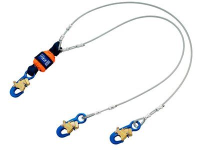6 ft. Leading Edge Shock Absorbing Lanyard - For work on sharp edges - Aluminum snap hooks at center and leg ends – 1/4 in. steel cable – Reflective materials - 3M DBI-SALA 1246068 image 0