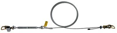 SecuraSpan HLL Lifeline Assembly - (20ft. - 100ft.) Cable lifeline, Tensioner, Metal energy absorber, Saflok carabiners at each end image 0
