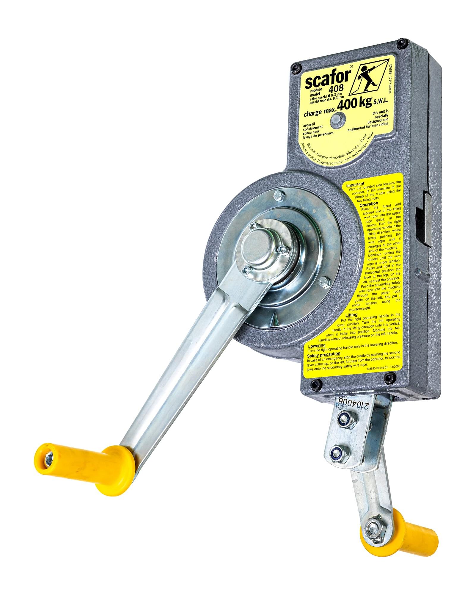 Scafor Hand-Operated Wire Rope Hoist With Bracket For Davitrac/Davitrac+ - Tractel 015199124KDT image 1