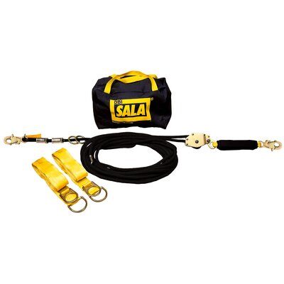 Sayfline Horizontal Lifeline System: (20 ft. - 100 ft.) rope lifeline, Tensioner, 6ft. Tie-off adapters &amp; Carrying Bag image 0