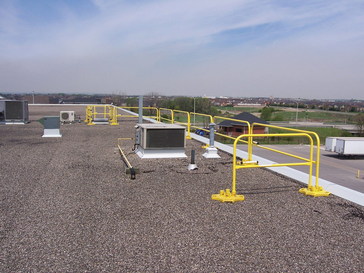 Fall Protection Rails Safety Rail 2000 (SR2K) rooftop guardrail system - Non-penetrating fal ...