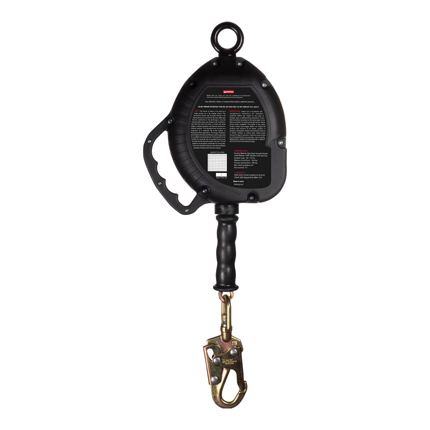 BRUTE 30 ft. Cable SRL with Snap Hook w/ Stainless Steel Wire Rope - KStrong image 1