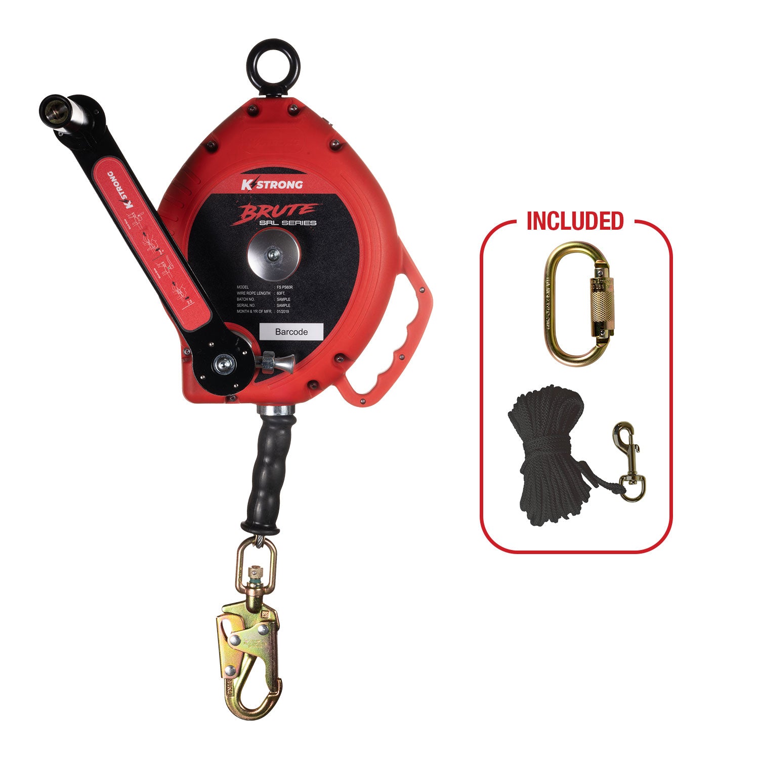 BRUTE 60′ Wire Cable 3-Way Rescue Retrieval SRL-R (ANSI) - KStrong UFS310060R image 0