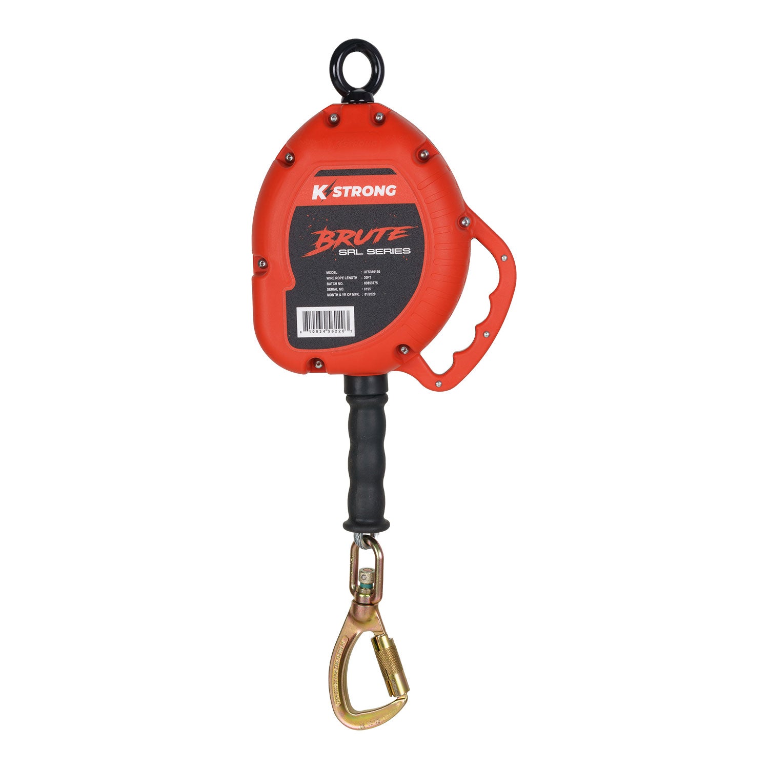 BRUTE 30 ft. Cable SRL with Load Indicating Swivel Locking Carabiner w/ Galvanized Steel Wire Rope - KStrongUFS310130 image 1