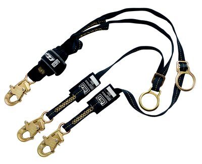 6ft. Arc Flash Tie-Back Lanyard - Steel snap hooks at center and on leg ends - Adjustable D-ring for tie-back - Arc flash rated and fire resistant - Shock absorbing lanyard - 3M DBI-SALA 1246324 image 0