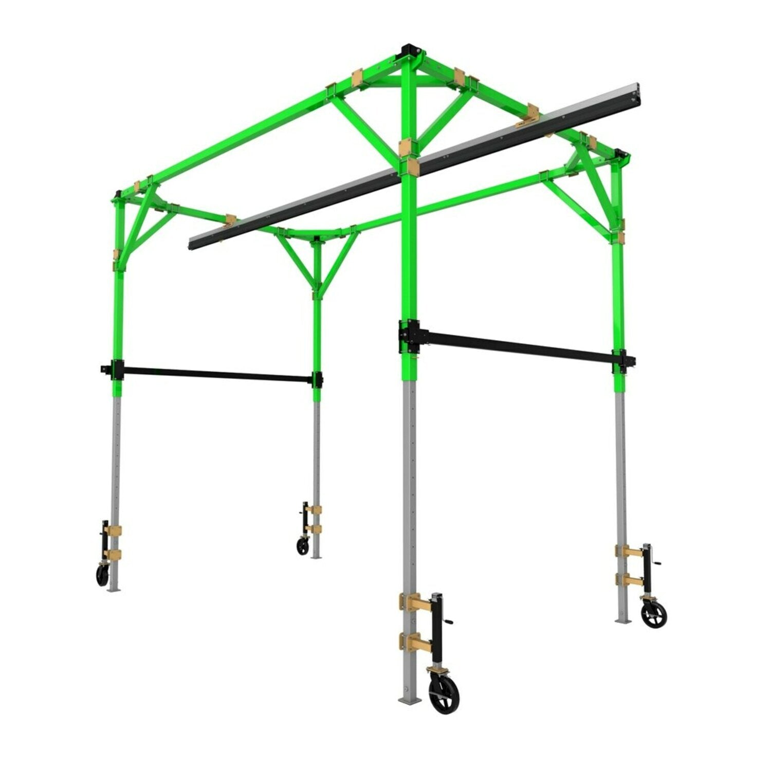 Adjustable box frame fall arrest system - 12 ft. to 18 ft. adjustable anchor height  - 20 ft. wide fall arrest rail and trolley - Easy detent pin style adjustment - 3M DBI-SALA 8530288 image 0