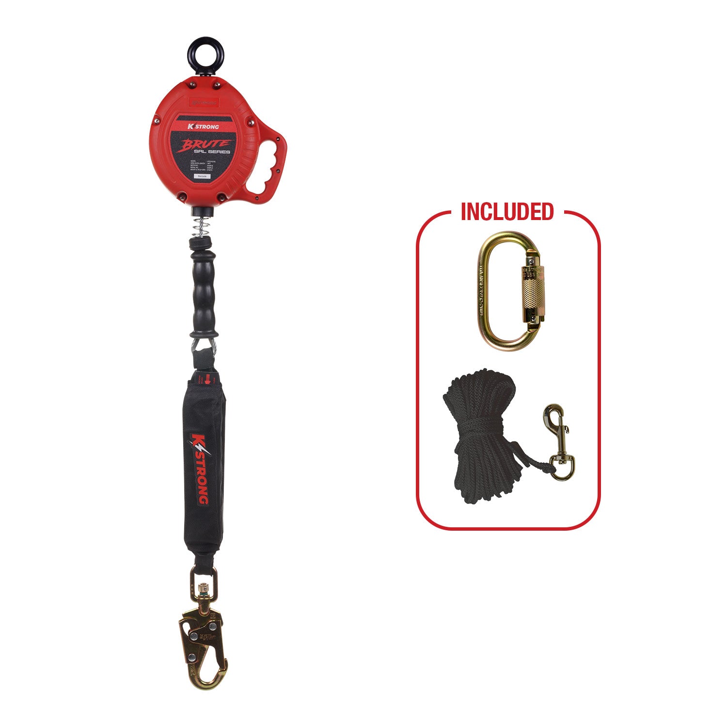 BRUTE 50 ft. Cable SRL-LE with Snap Hook. Includes Installation Carabiner and Tagline (ANSI) - KStrong image 0