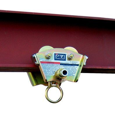 Beam Trolley - Installs onto I-beam flange up to 11/16 in. thick - Easy adjustment dials - Rotating D-ring tie-off point - Hands-free horizontal mobility - 3M DBI-SALA 2103143 2103147 image 0