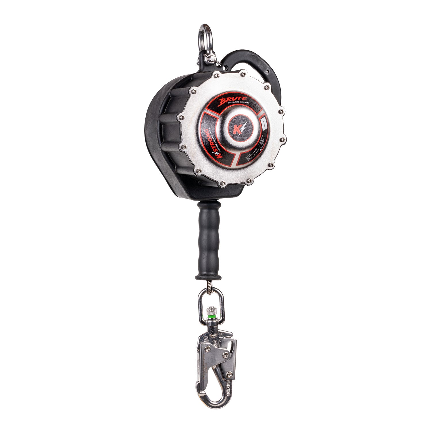 BRUTE Sealed 30 ft. SRL with stainless steel cable and stainless steel swivel snap hook. Includes stainless steel installation carabiner and tagline (ANSI) - KStrong UFS570030 image 1