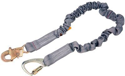 6ft. Shock Absorbing Tie-back Lanyard - Tie-back carabiner / snap hook - Tie-back designed and rated - Stretchy fall protection lanyard - Expands from 4.5ft. up to 6ft in length - 3M DBI-SALA 1244650 image 0
